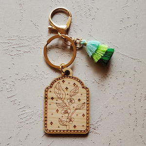 Camellia Sinensis (Tea Plant) Wood Keychain