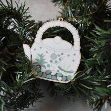 Terrarium Teapot Wood Ornament