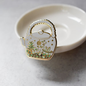 Terrarium Teapot enamel pin
