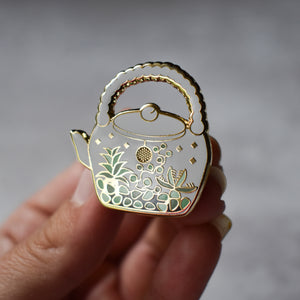 Terrarium Teapot enamel pin
