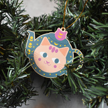 Cat Teapot Wood Ornament