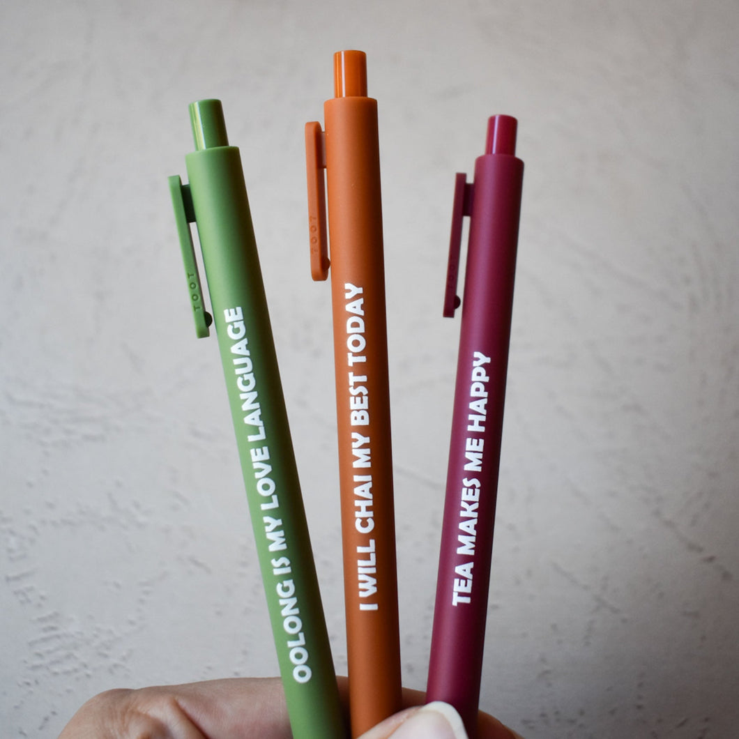 Set Of 3 Jotter Pens - Tea Phrases