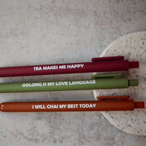 Set Of 3 Jotter Pens - Tea Phrases