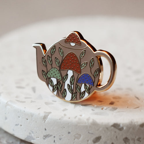 Mushroom Teapot Enamel Pin