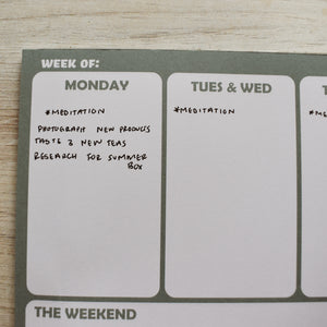 Weekly Planner Notepad -  Bunny Teapot