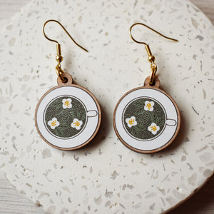 Cup of Matcha WoodDangle Earrings