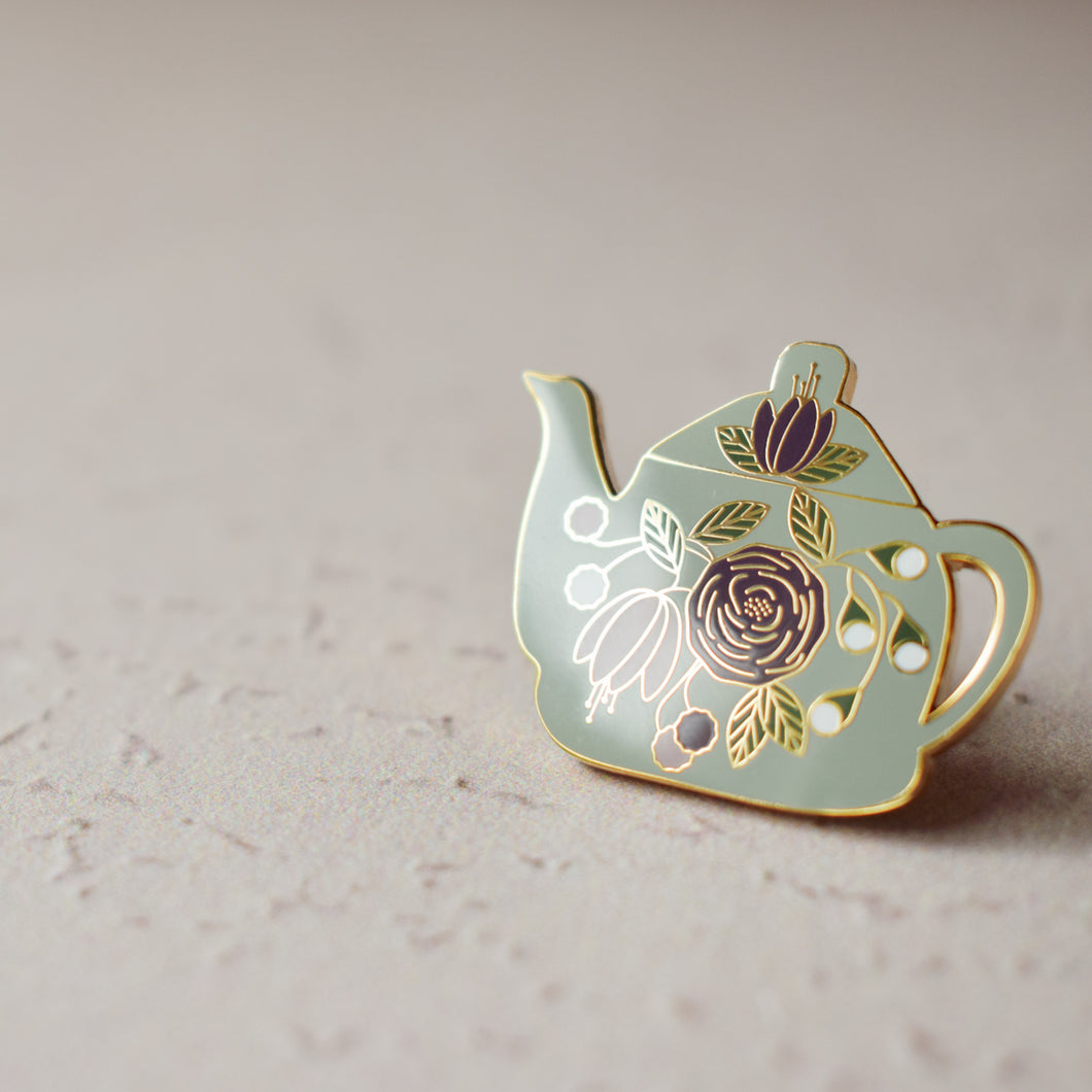 Floral Teapot Enamel Pin