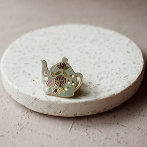 Floral Teapot Enamel Pin