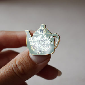 Floral Teapot Enamel Pin